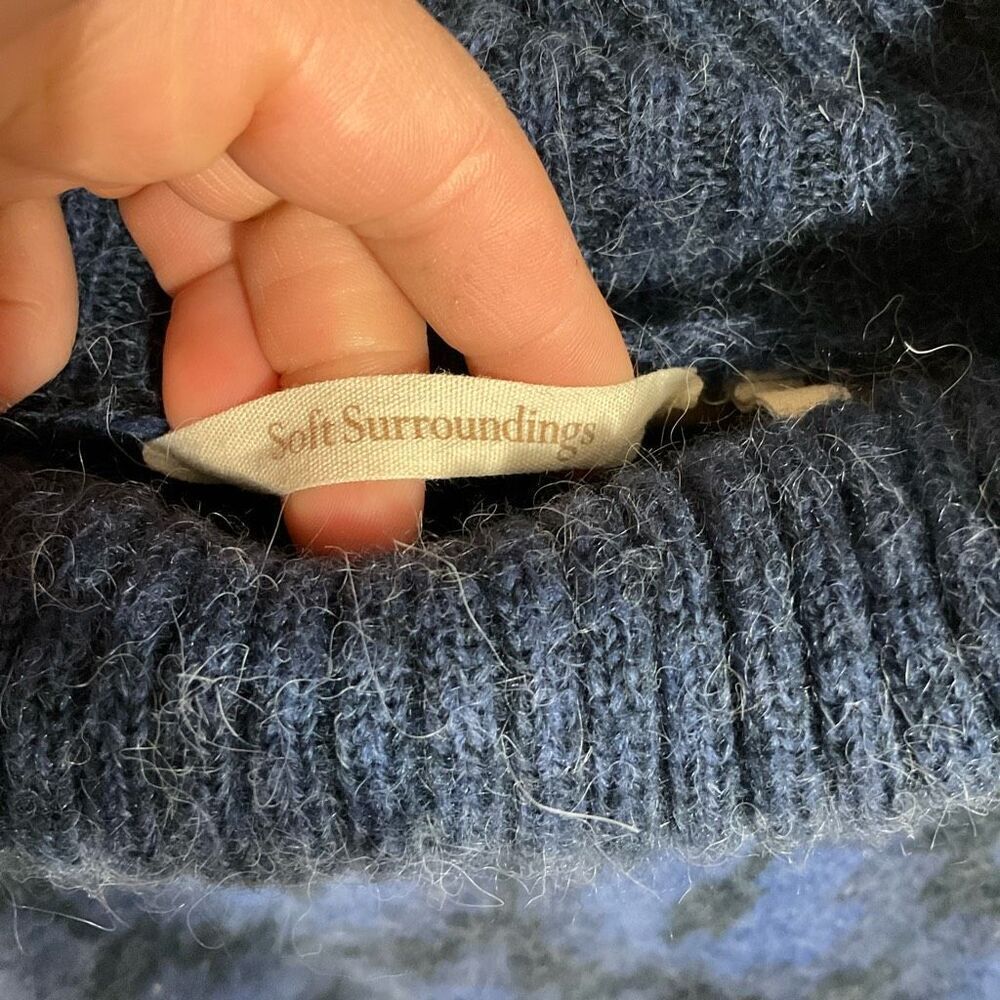 Soft surroundings, blue cowl neck, wool alpaca, soft knit, pullover tunic sweate - Picture 5 of 8